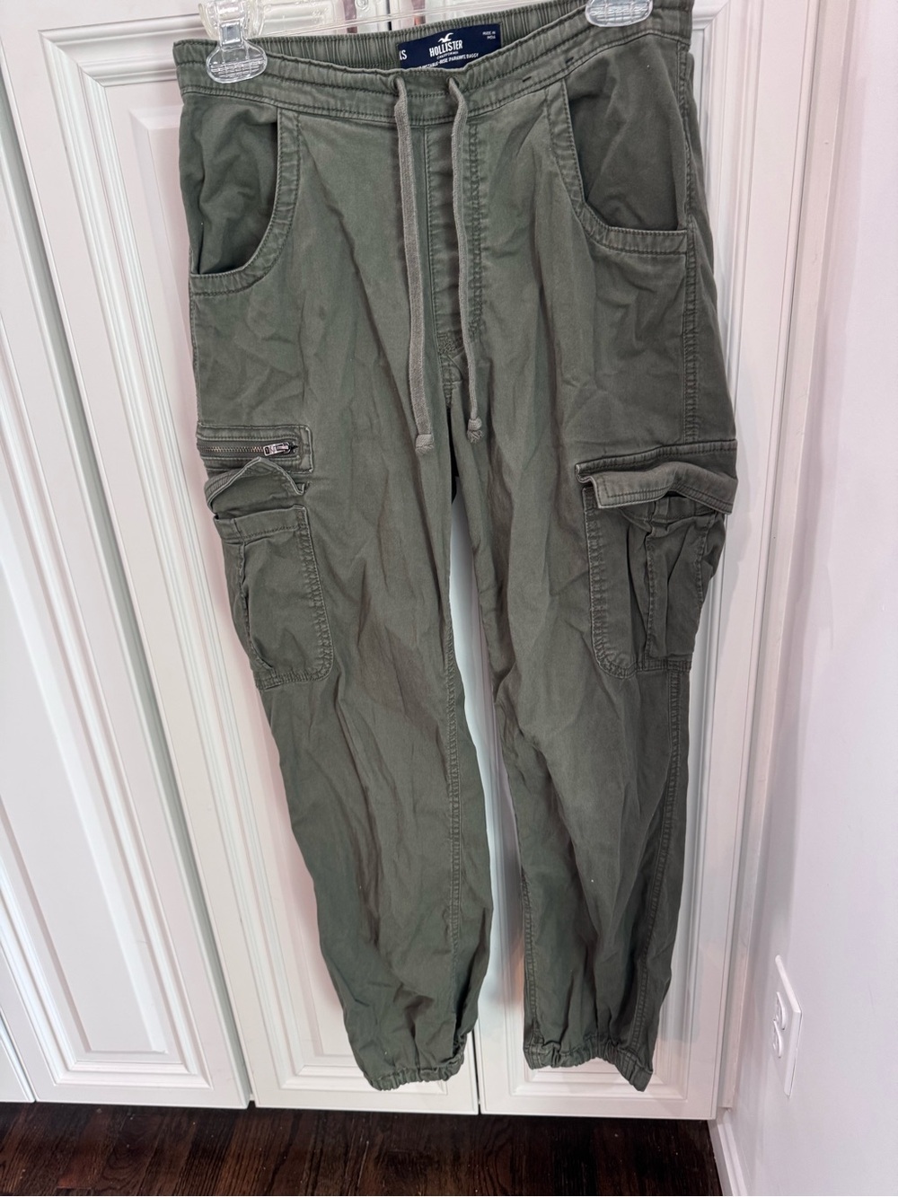 Hollister Olive Green Cargo Joggers with Drawstring Waist